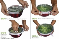 6Pcs Silicone Stretch Preserve Pot Bowl Fruit Lid for Fridge Microwave Food Container Cover  -  Pnk